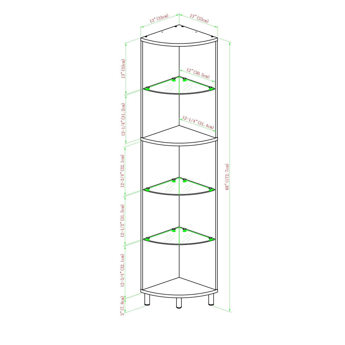 Birch Curved Front Corner Bookshelf K415297