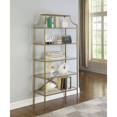 5-Tier Tempered Glass Shelves Etagere Bookcase H603