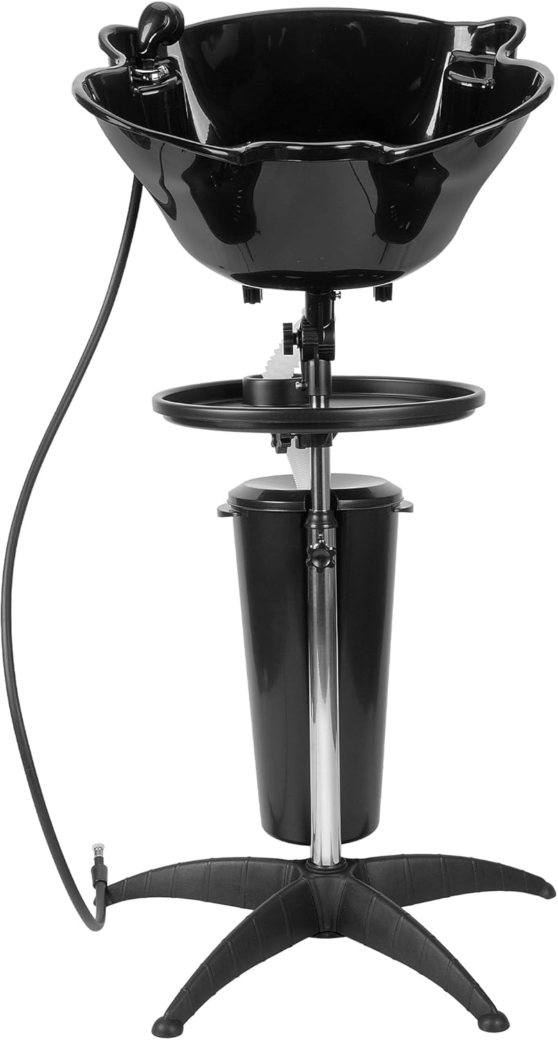 Portable Shampoo Bowl Basin Sink with Adjustable Height, Includes Drain Hose and Bucket G2288
