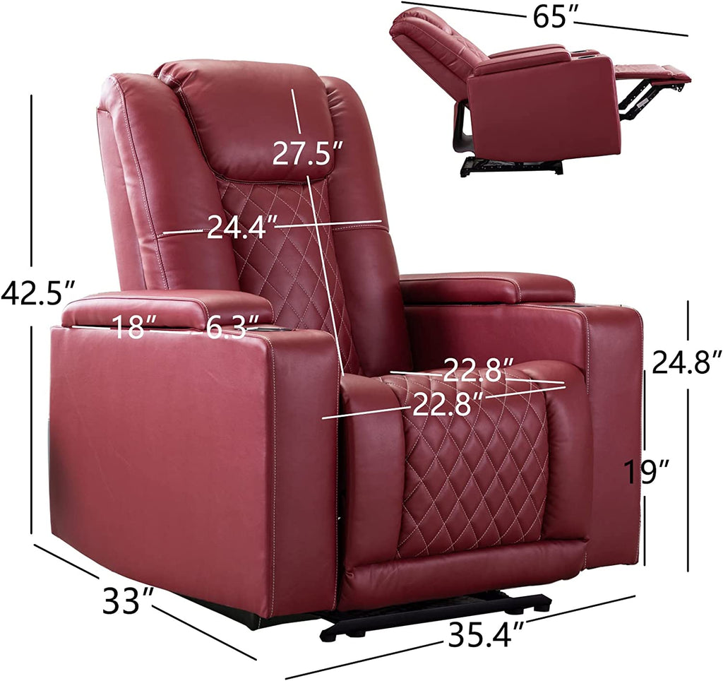 Power Recliner Chair Set of 3 PU Leather Black W42679