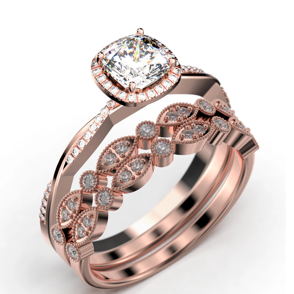 10k Solid White Gold Diamond Moissanite Engagement Ring K29211