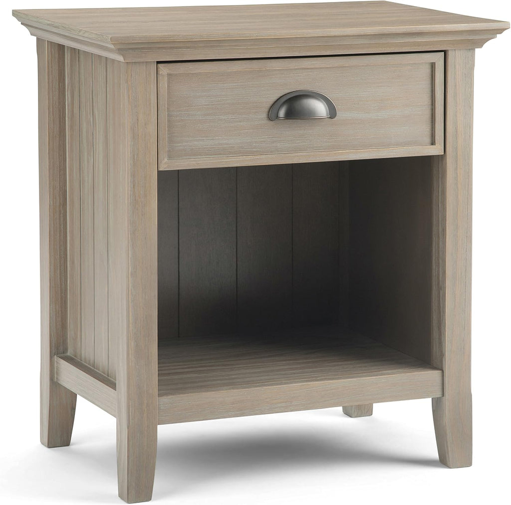 Rustic Natural Aged Brown Solid Wood Night Stand with Storage, 1 Drawer and 1 Shelf U277