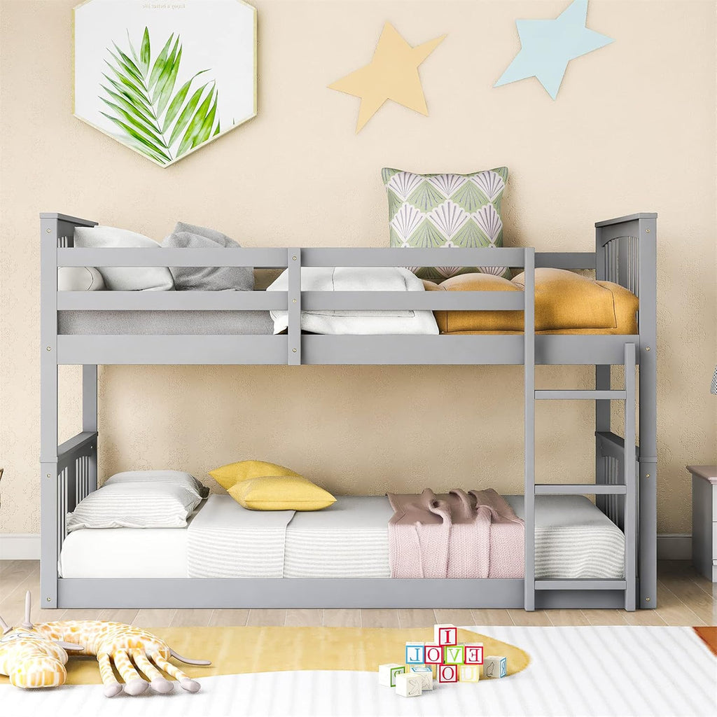 Gray Twin over Twin Wood Bunk Bed Frame J5558