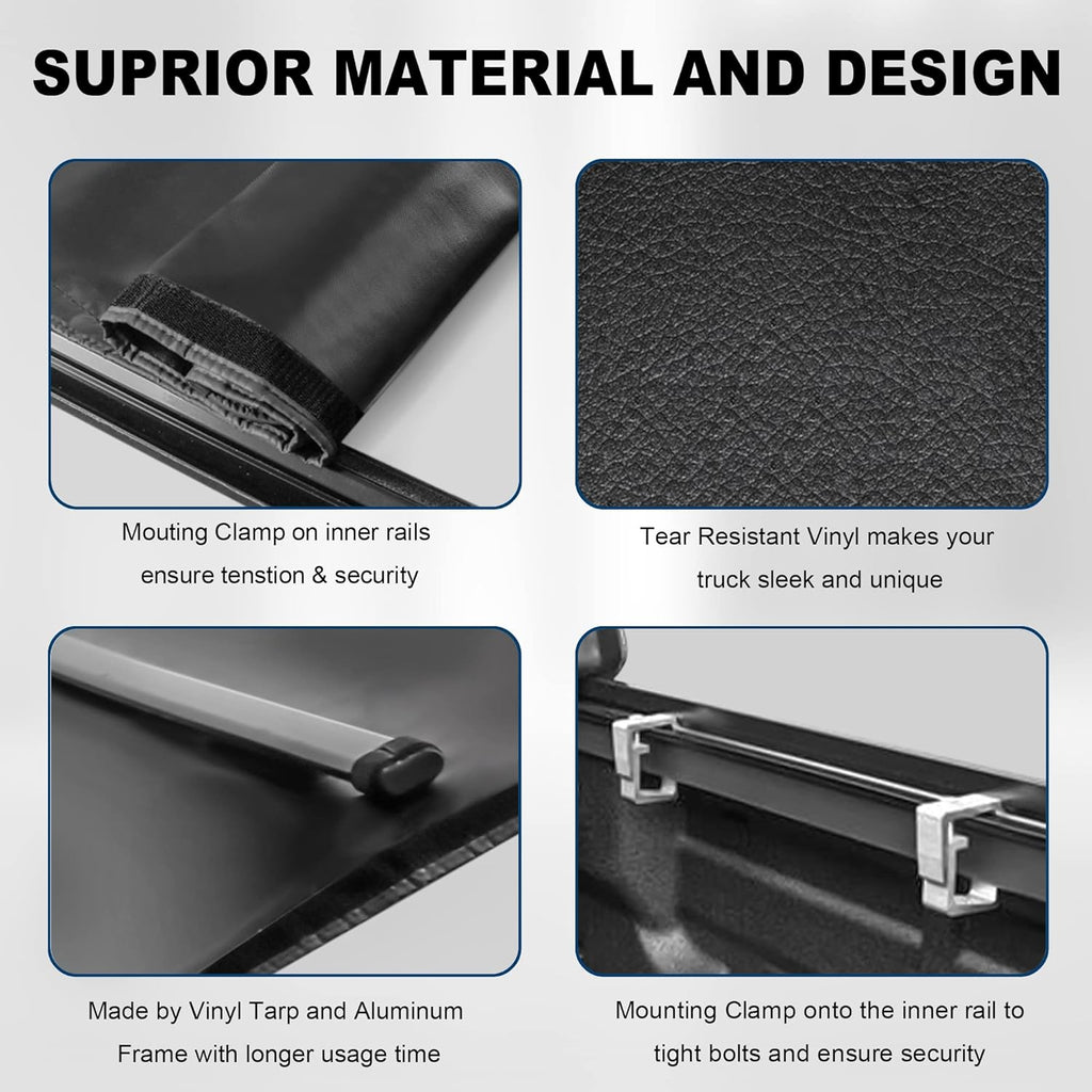 Roll-Up Soft Vinyl Truck Bed Tonneau Cover for 6 FT Fleetside Cargo Bed Y668616