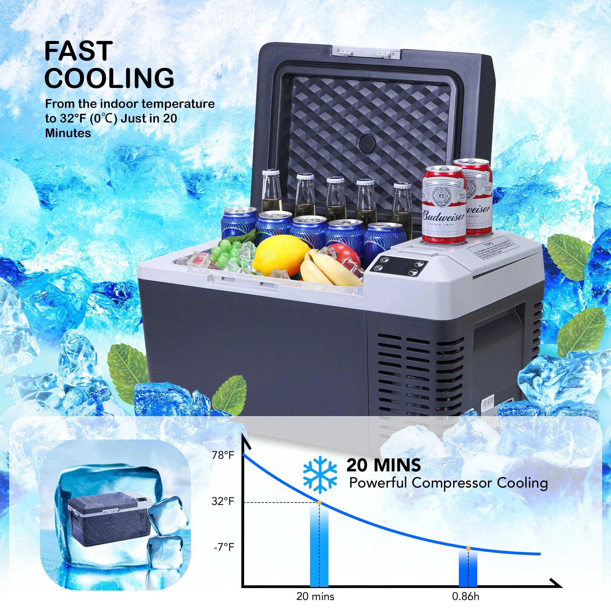 12 Volt 21 Quart Car Refrigerator Electric Cooler J949745