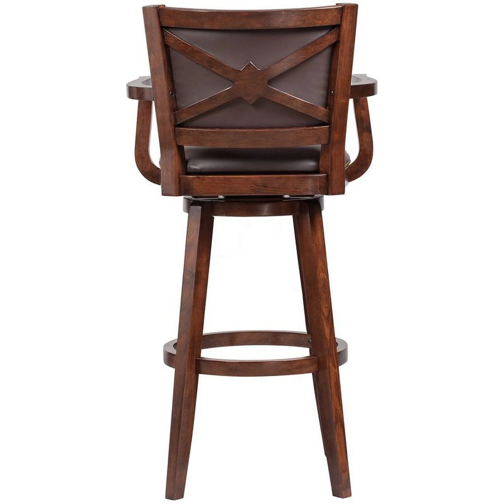 36" Swivel Extra Tall Wood Bar Stool in Cappuccino Q15395