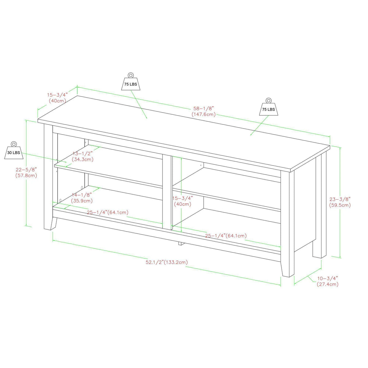 Gray Wood TV Media Stand Storage Console F183