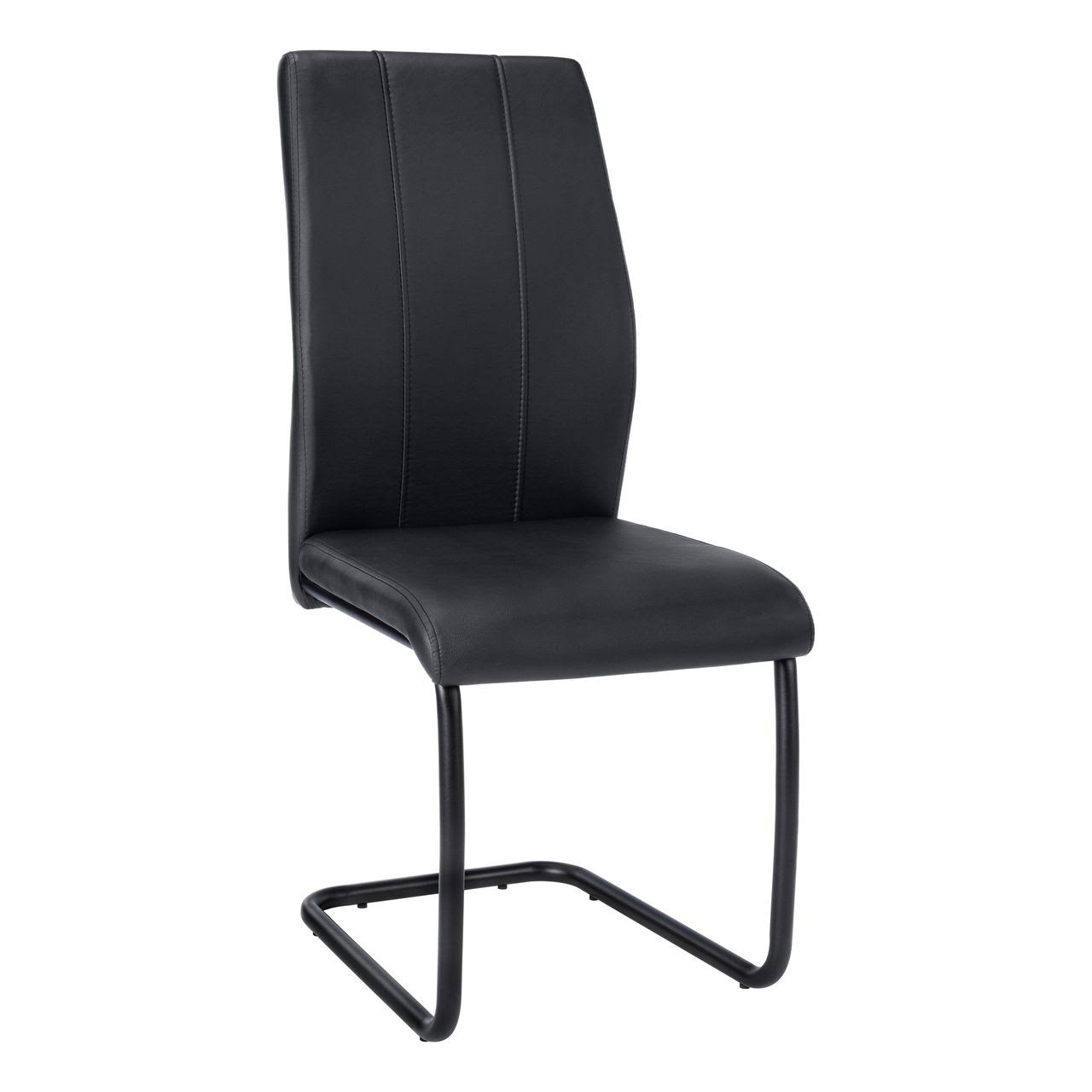 Black Leather-Look Metal Dining Chair 2pcs Y440754
