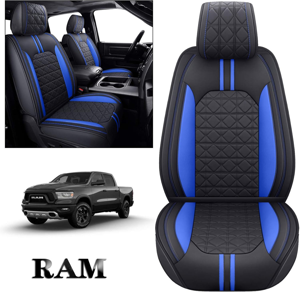Black-Red Waterproof Faux Leather Front Seat Covers S150