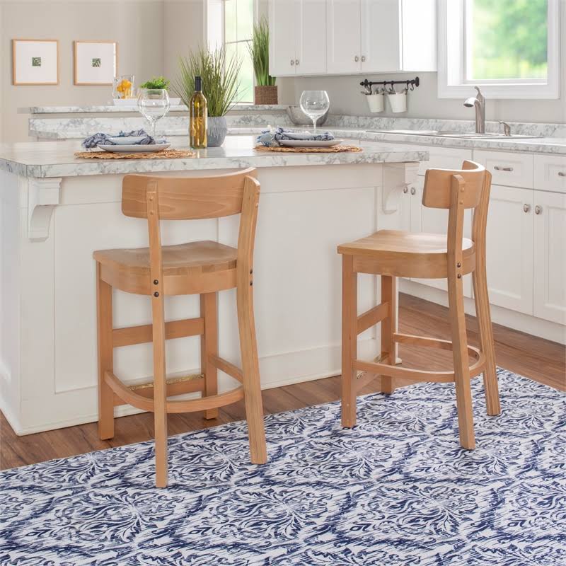 Solid Wood Set of Two Counter Stools in Natural E38979