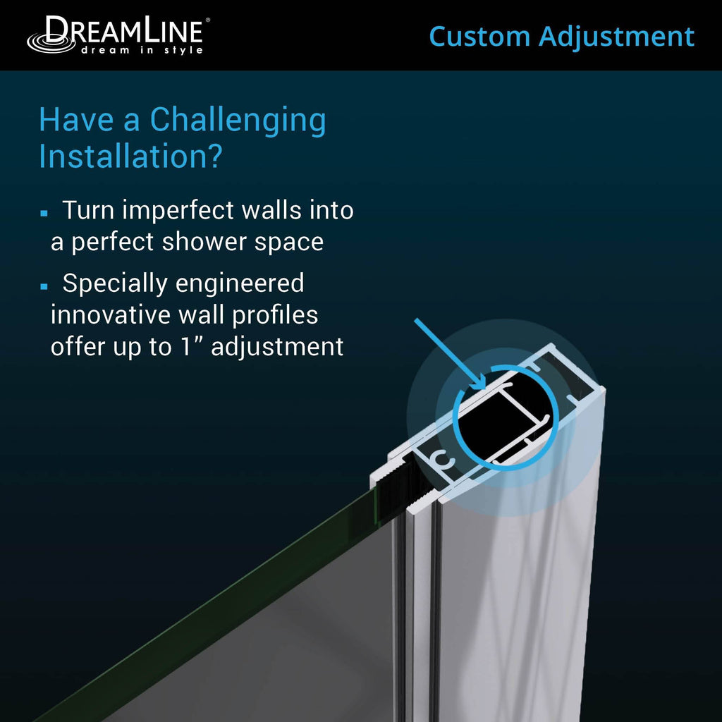 Satin Black Frameless Hinged Shower Door with Shelves C9190