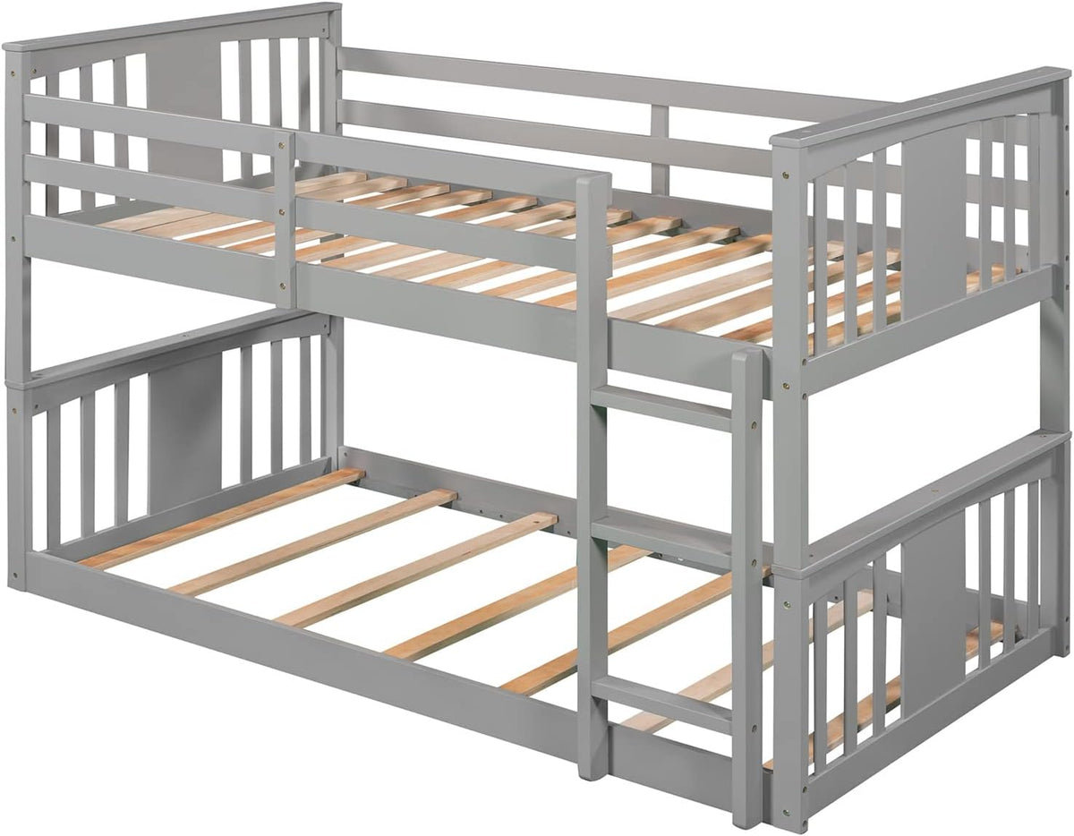 Gray Twin over Twin Wood Bunk Bed Frame J5558