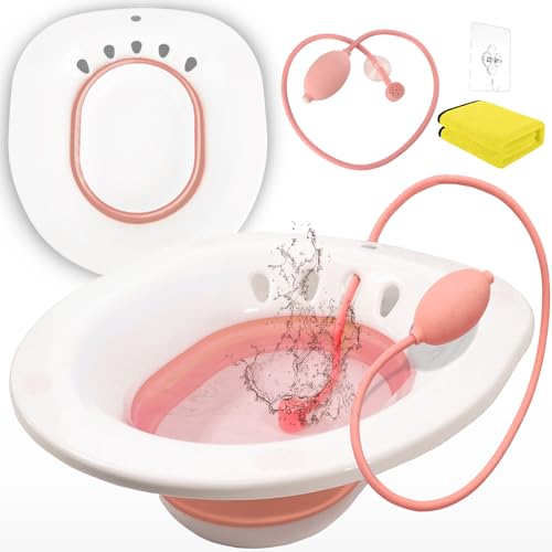 Collapsible Sitz Basin with Flusher, White/Blue X201695