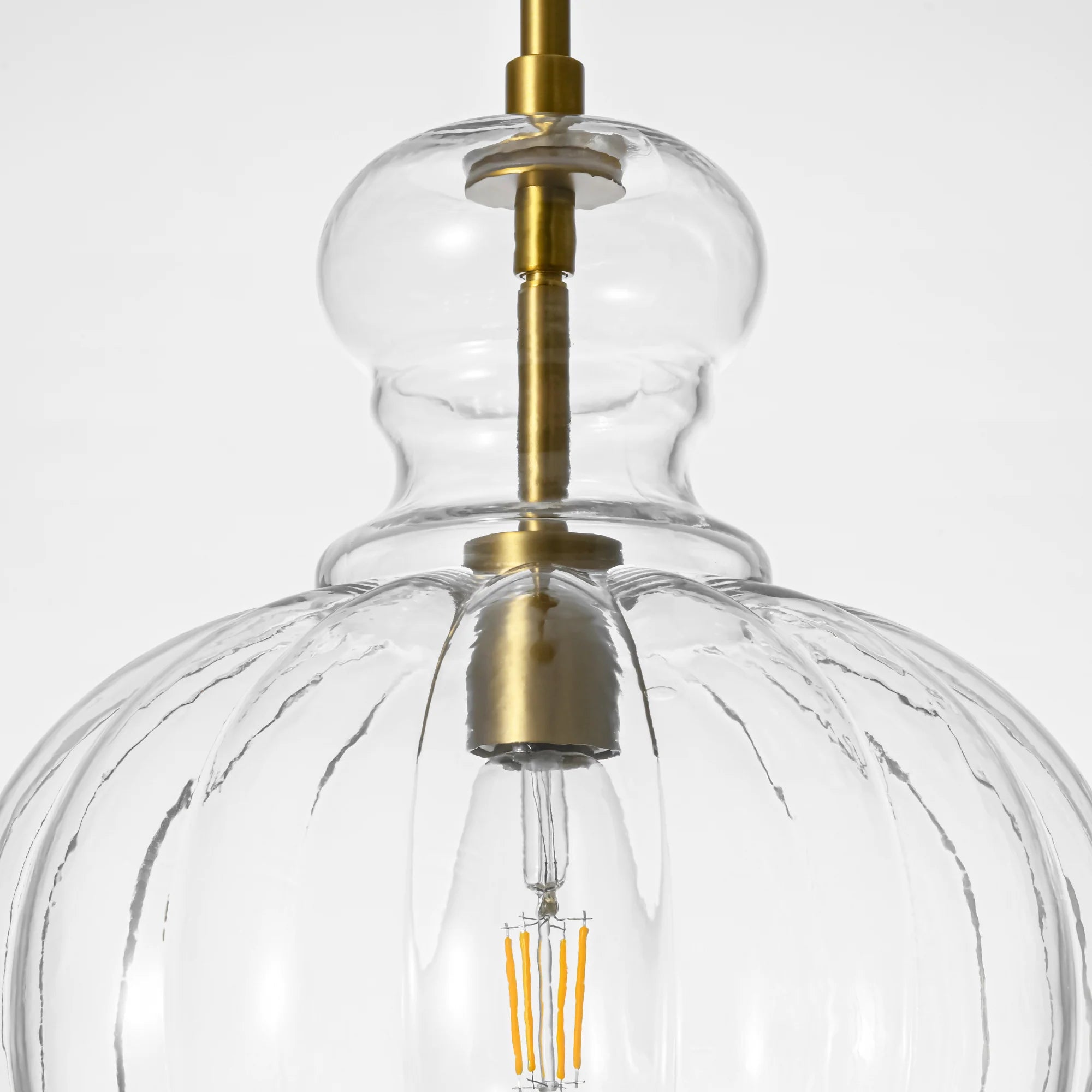 1-Light Dimmable Glass Farmhouse Pumpkin Shaded Pendant K652