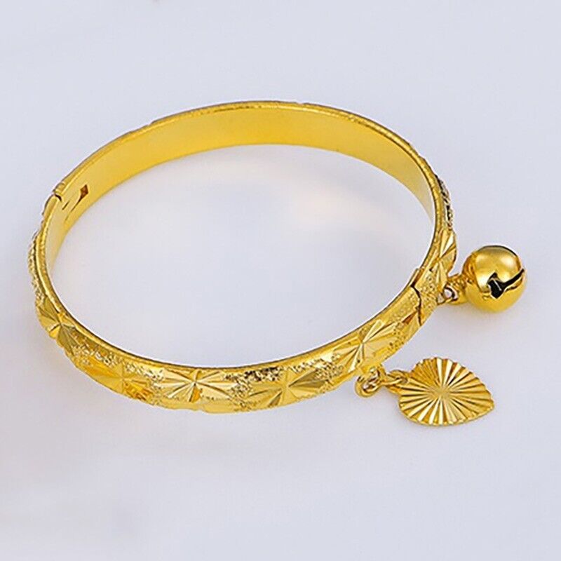 18k Gold Filled Sterling Silver Baby Bead Bell Bracelet L7284