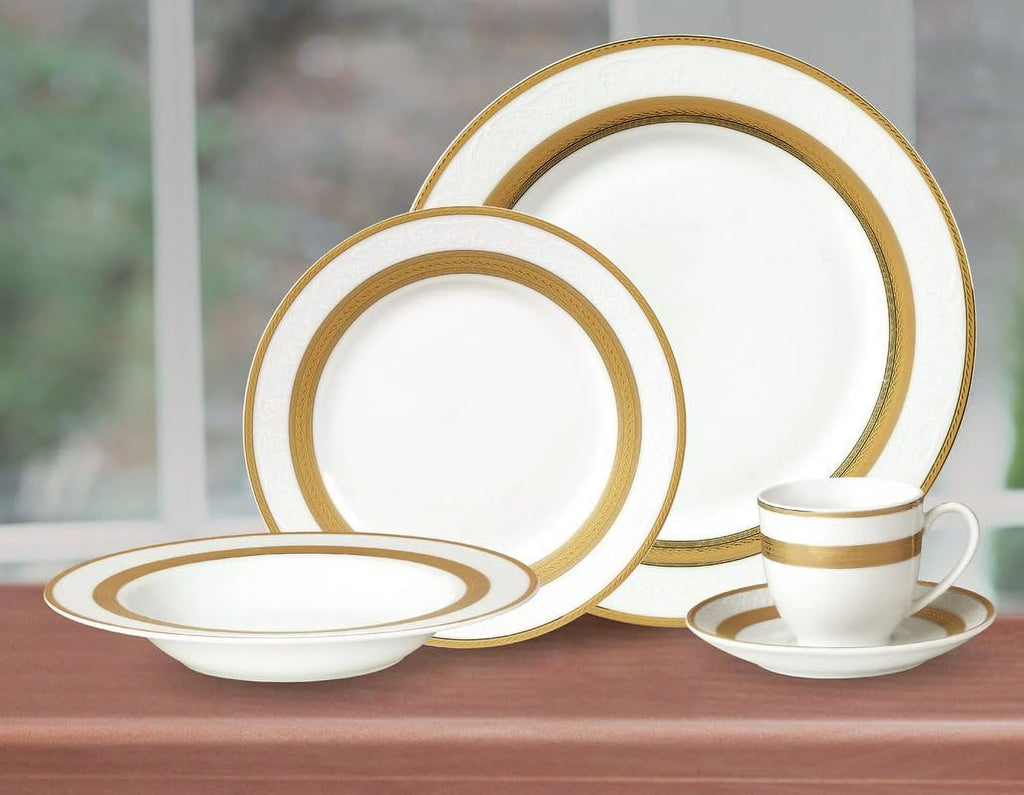 White 24K Plated Porcelain Dinnerware Set D3671