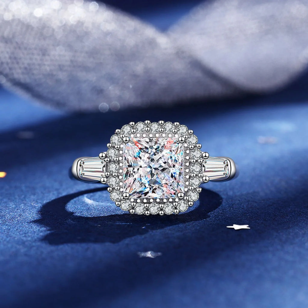 2ct Princess Cut Moissanite Engagement Rings with Certificate P831