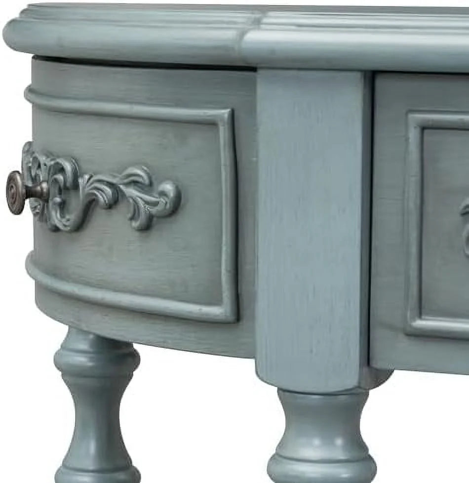 Retro Curved Console Table with 2 Top Drawers and Solid Wooden Frame K153790
