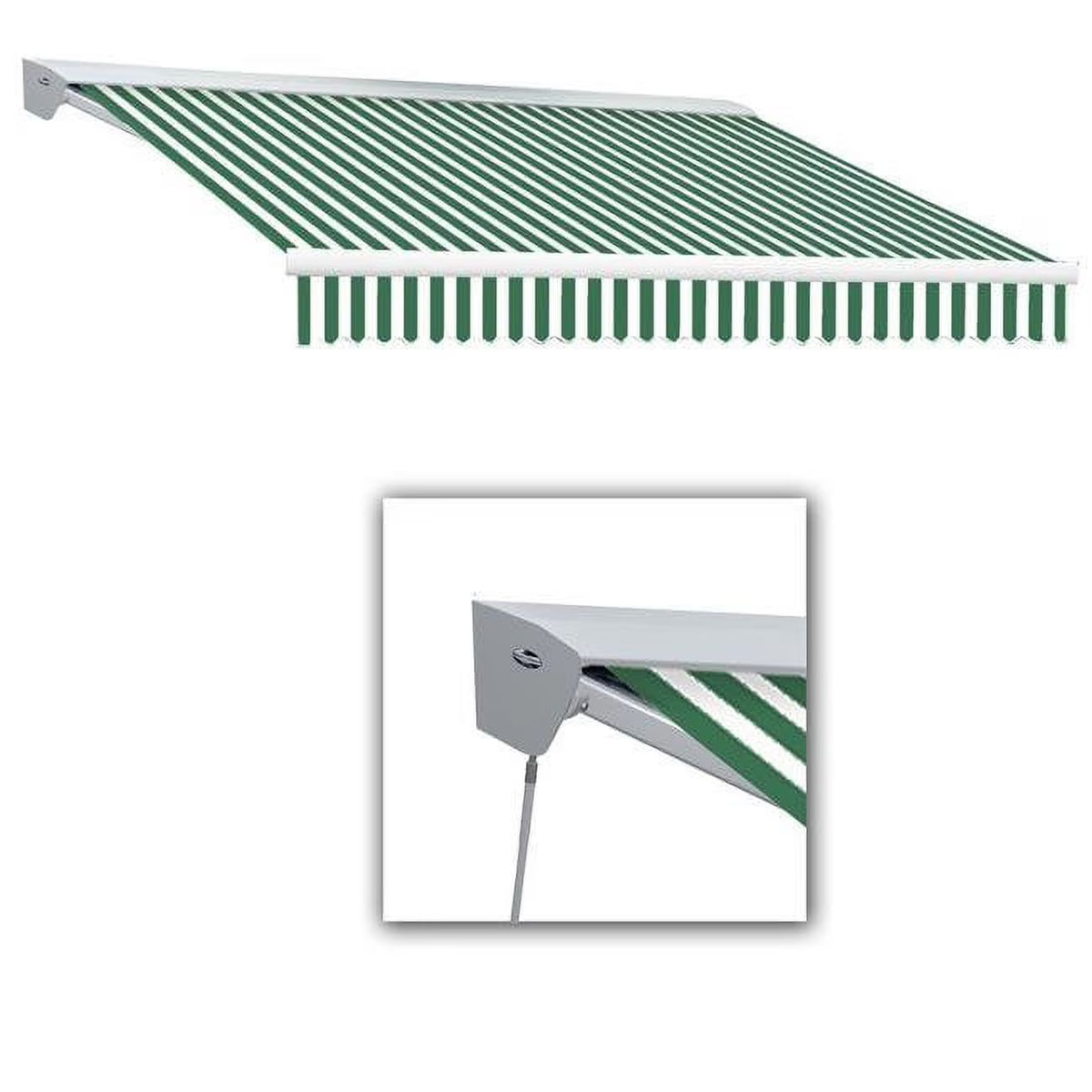 Forest Green & White 8 ft. Retractable Awning with Remote E528