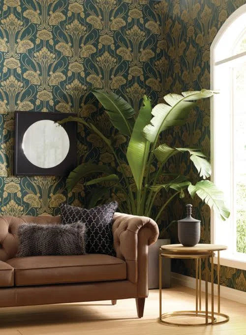 Beige Damask Wallpaper C384