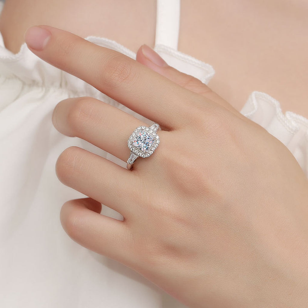 2ct Princess Cut Moissanite Engagement Rings with Certificate P831