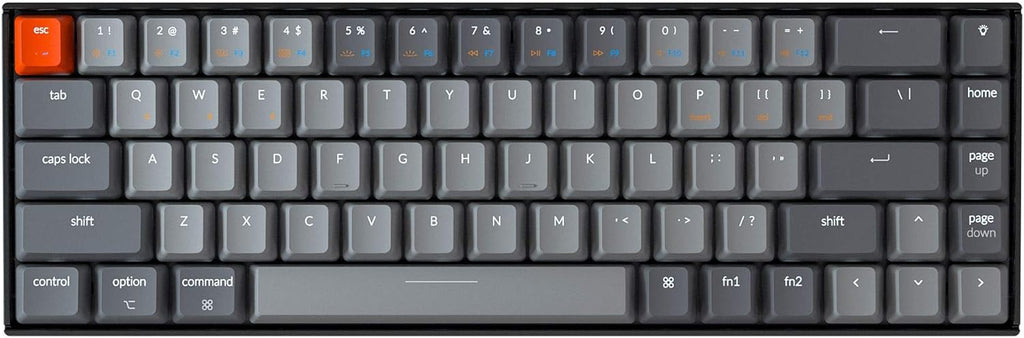 Keychron K6 Hot Swappable Wireless Bluetooth 5.1/Wired Mechanical Gaming Keyboard, 65% Compact 68-Key RGB LED Backlight/Gateron G Pro Blue Switch/Rechargeable Battery Compatible with Mac Windows P951521