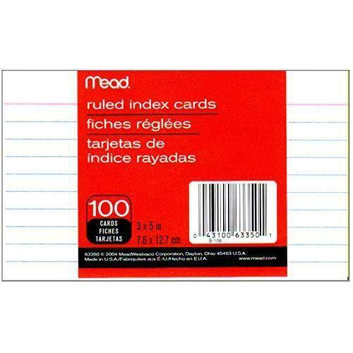 Ruled Index Cards L9136