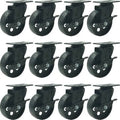 12 Black Metal Swivel Plate Caster Wheels with Brake Lock, 4 inch W16024