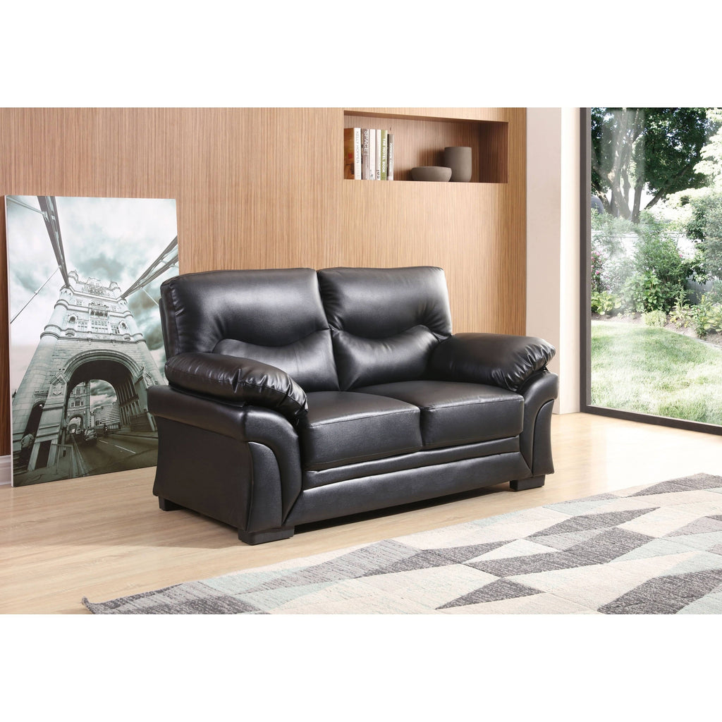 Faux Leather Loveseat in Black F43406
