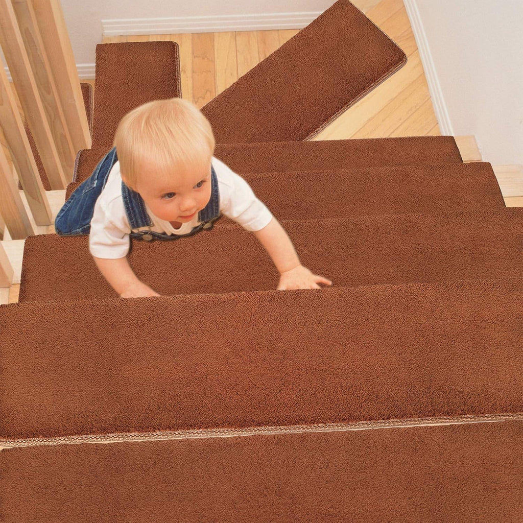Dark Grey Non-Slip Self Adhesive Carpet Stair Treads Set of 14 A396