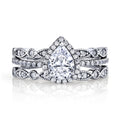 Sterling Silver Pear Shape Bridal Set Engagement Ring CZ C520