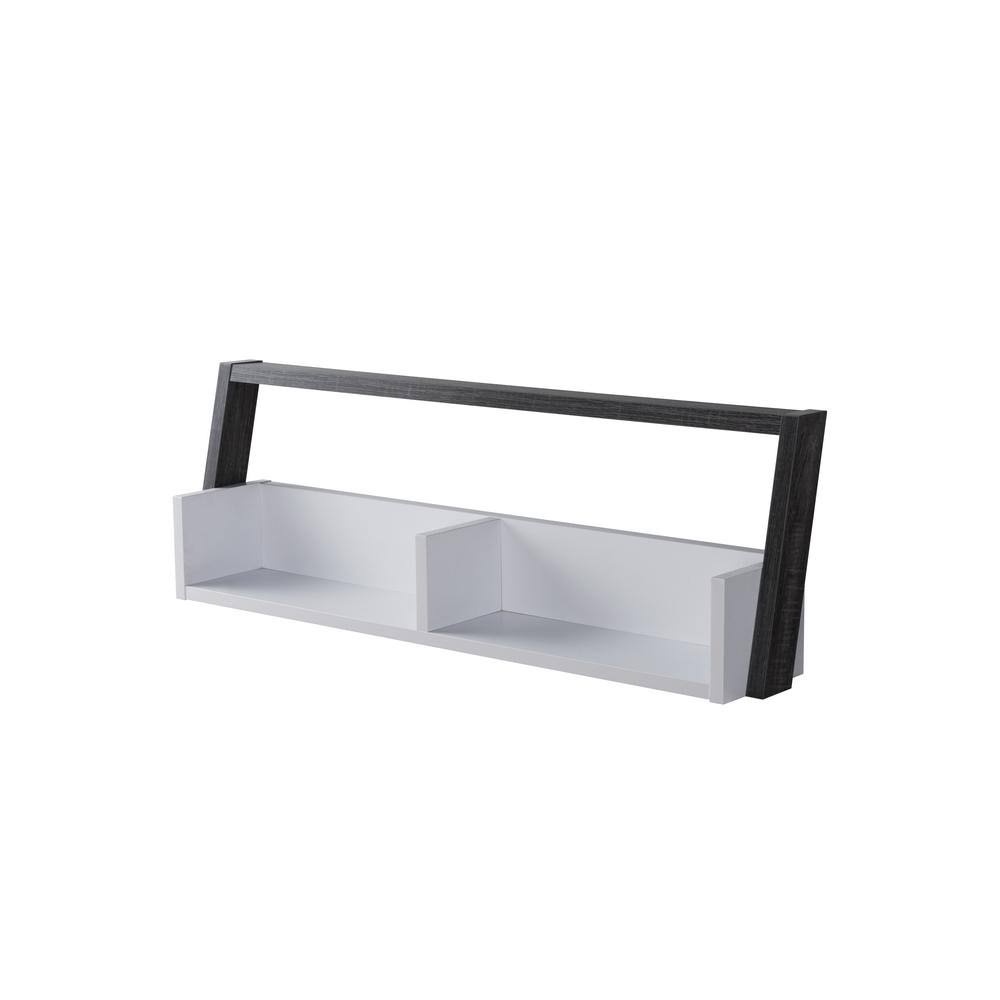 Gray MDF Wood 2-Shelf Floating Accent Bookcase H785