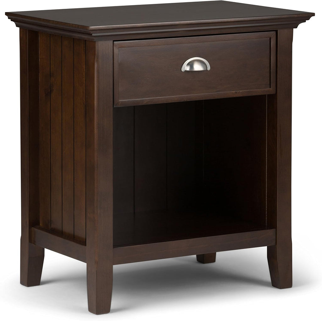 Rustic Natural Aged Brown Solid Wood Night Stand with Storage, 1 Drawer and 1 Shelf U277