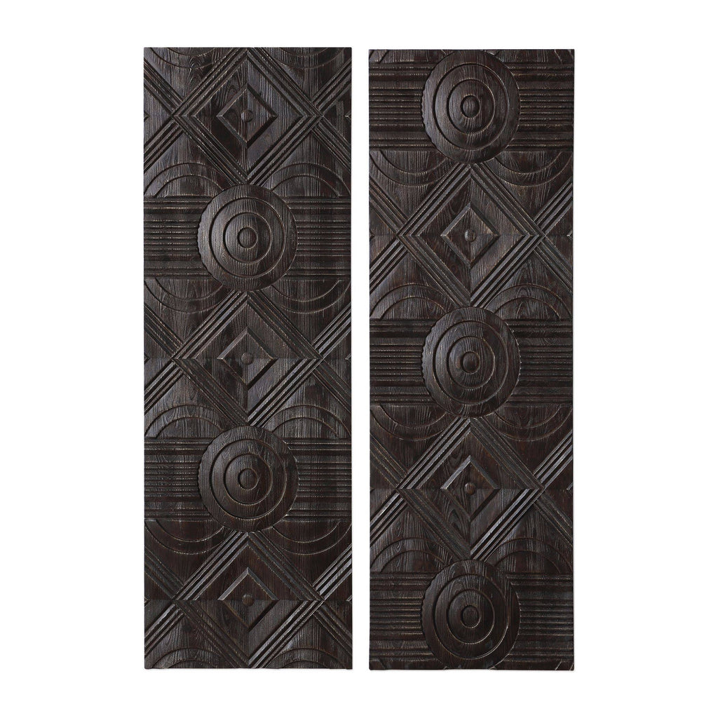 Carved Wood Wall Panels - Set of 2 T670535
