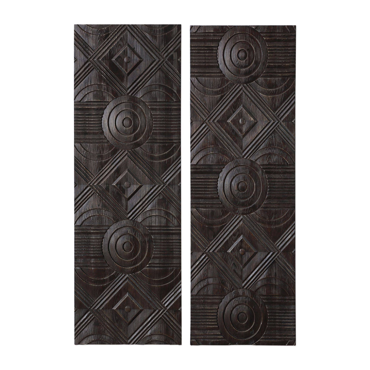 Carved Wood Wall Panels - Set of 2 T670535