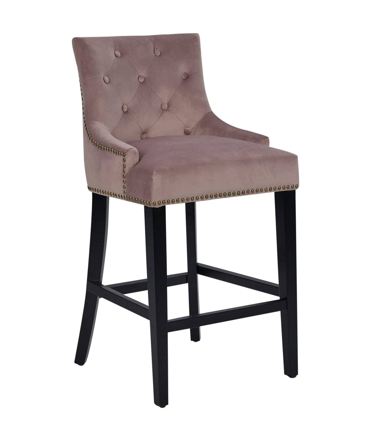 Black Velvet Nailhead Counter Stool Chair R95738