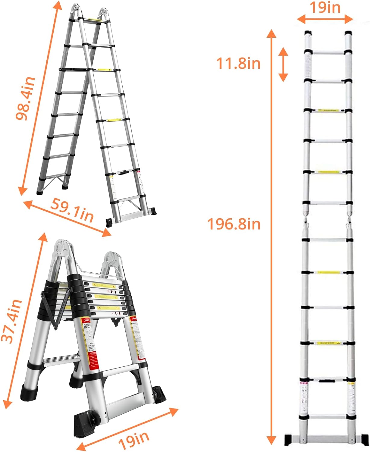 16.5FT Aluminum Telescoping Ladder with Stabilizer Bar & Wheels R68836