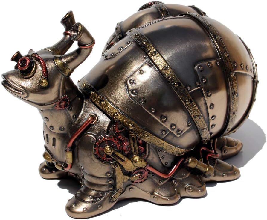 Steampunk Giant Land Snail Trinket Box Cold Cast Resin Antique Bronze Finish G836553