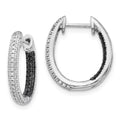 14k White Gold Black and White Diamond Hoop Earrings C970