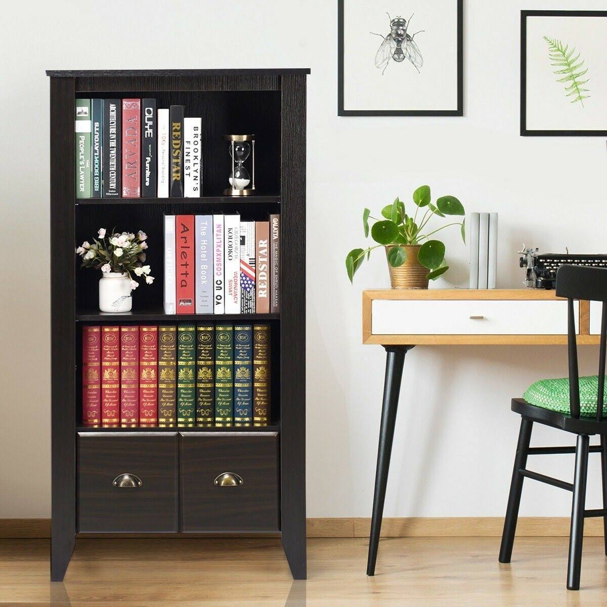 Antique Organizer Bookcase with 2 Drawers A43699