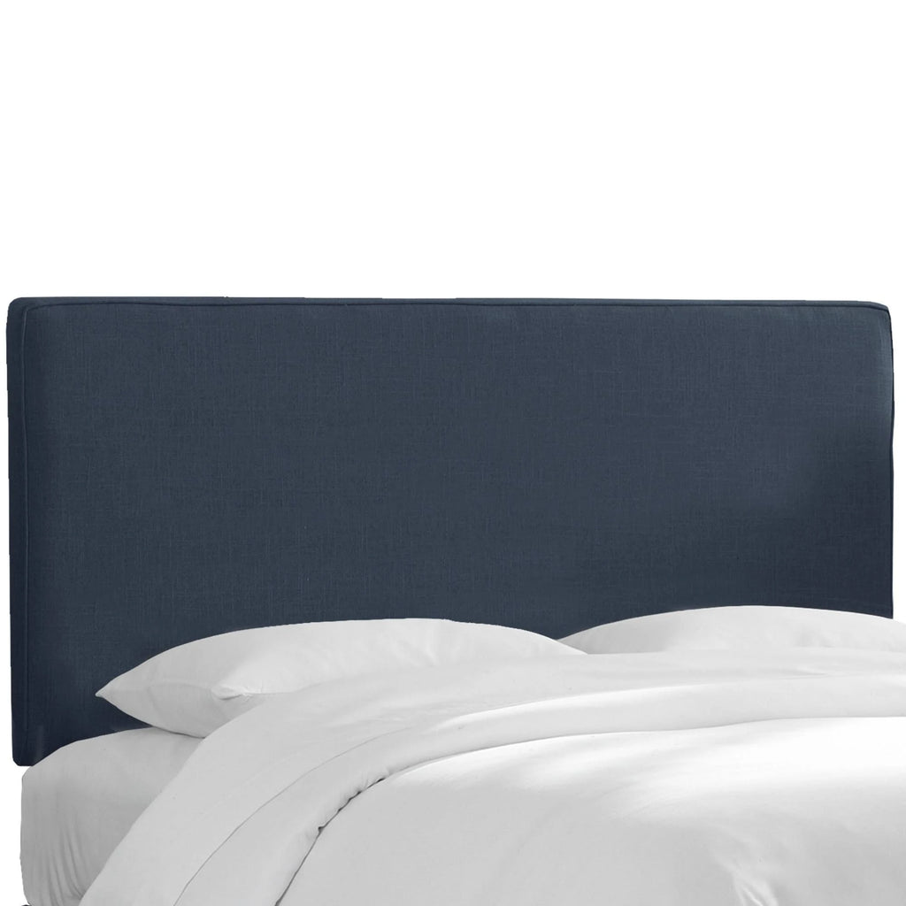 Navy Linen Box Seam Headboard T194