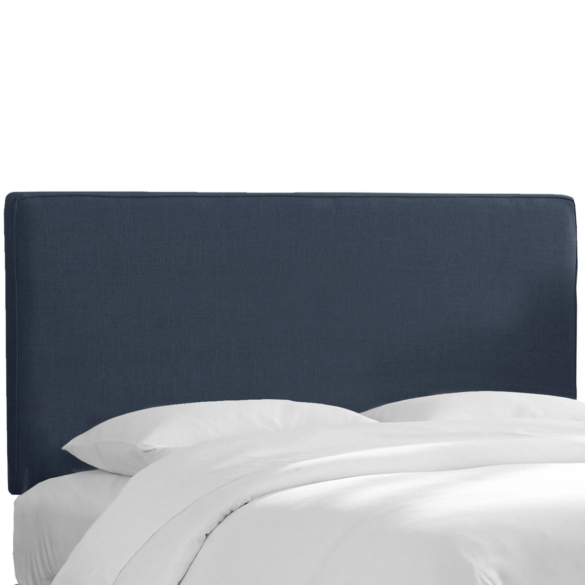 Navy Linen Box Seam Headboard T194