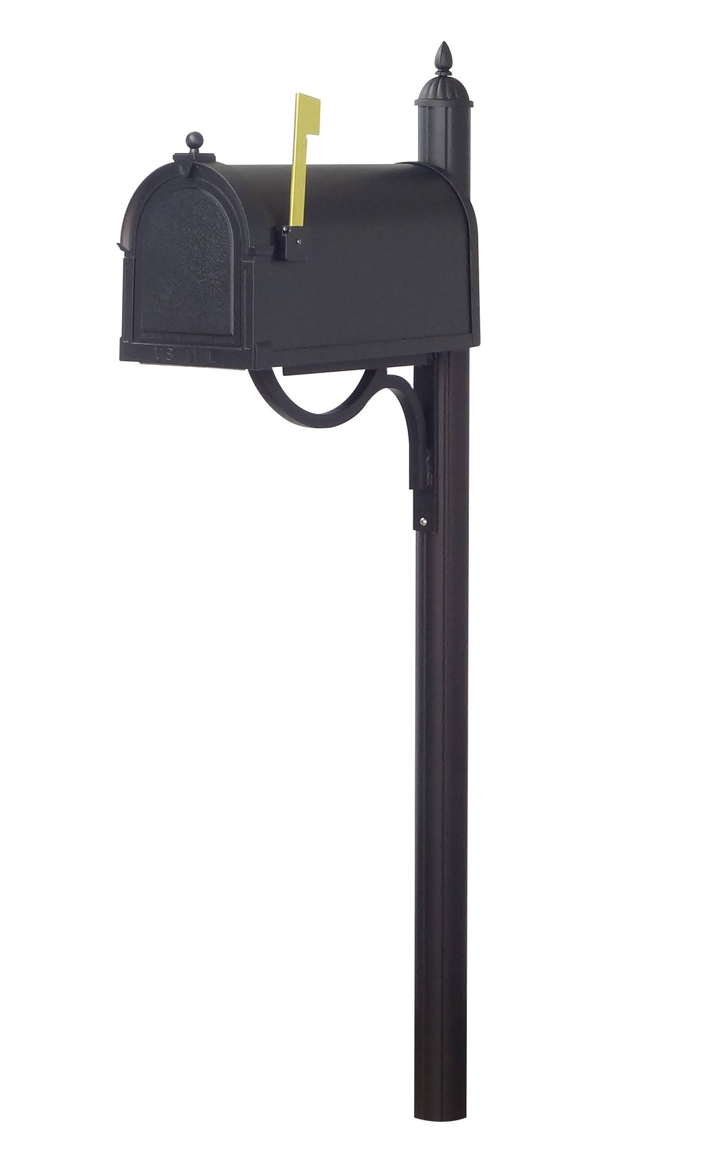 Black Curbside Mailbox with Locking Insert and Mailbox Post O3481