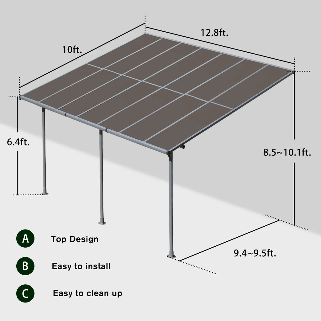 Polycarbonate Wall Mount Gazebo E2003