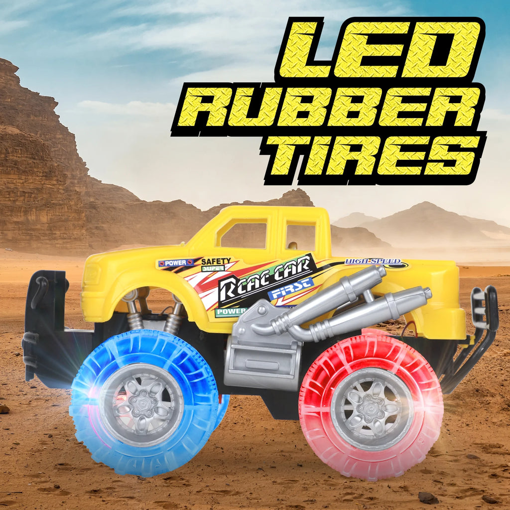 Light Up Monster Truck Set, 2 Pack, 6 Inch LED Tires Push n Go Friction Toy Car X107830