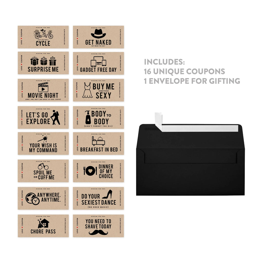 16-Pk Kraft Brown Love Coupons Z83495