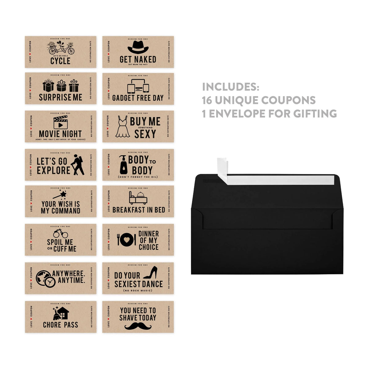 16-Pk Kraft Brown Love Coupons Z83495