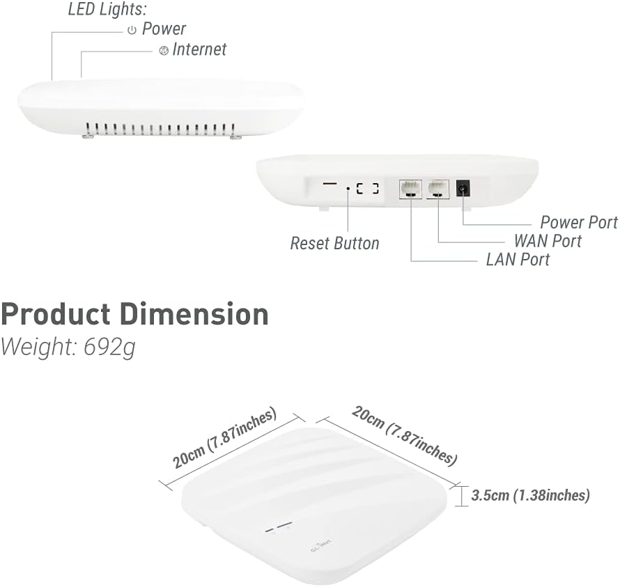 Gigabit Ceiling Wireless Access Point Dual Band AC1300 PoE Powered D686