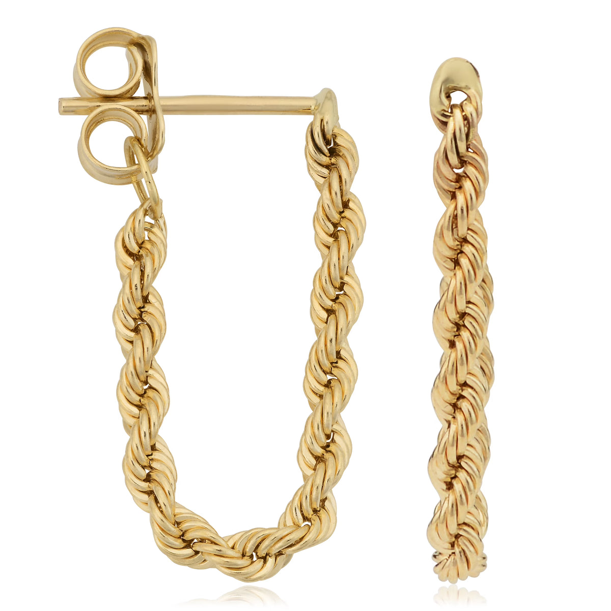 10k Yellow Gold Rope Chain Earrings R458288