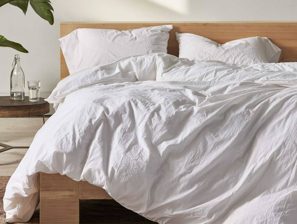 Organic Crinkled Percale King Duvet Cover Steel Blue K510